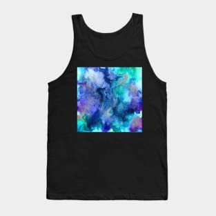 Watercolor Graphic Art Design Teal, Blue Purple & White Abstract Art Gifts, Tye Dye Home Decor Tank Top